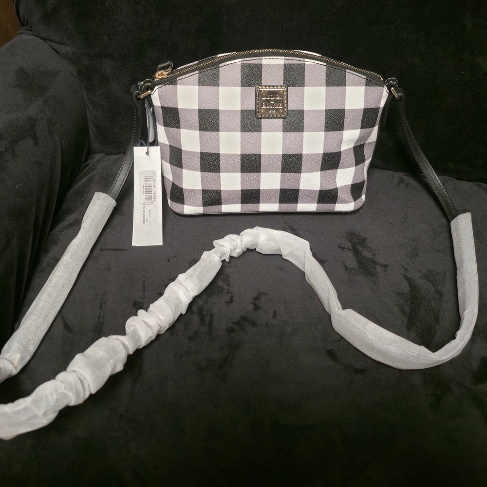 Dooney & Bourke Black and White Checkered Crossbody Bag. New with Tags.